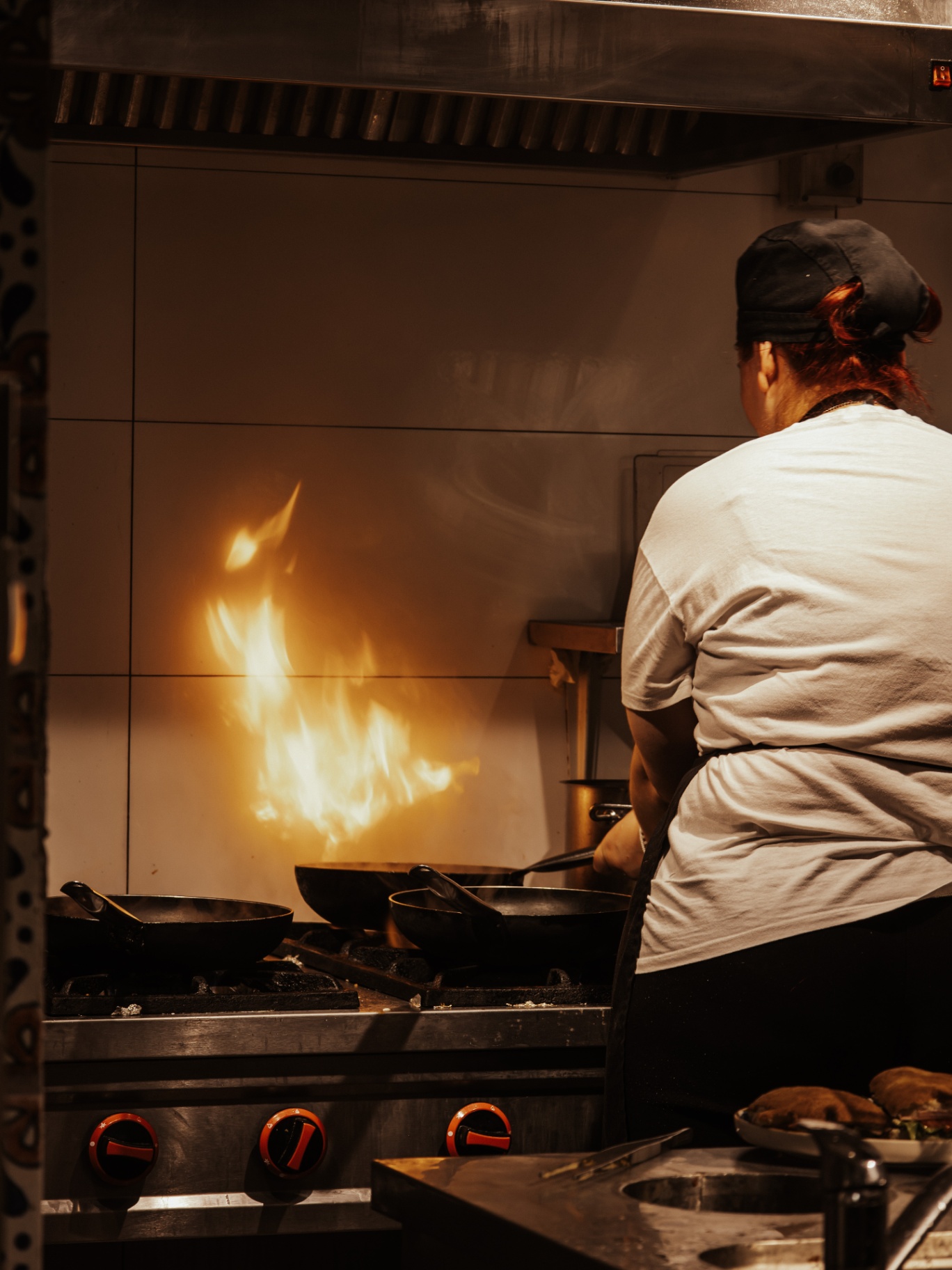Flames in the Karampana kitchen